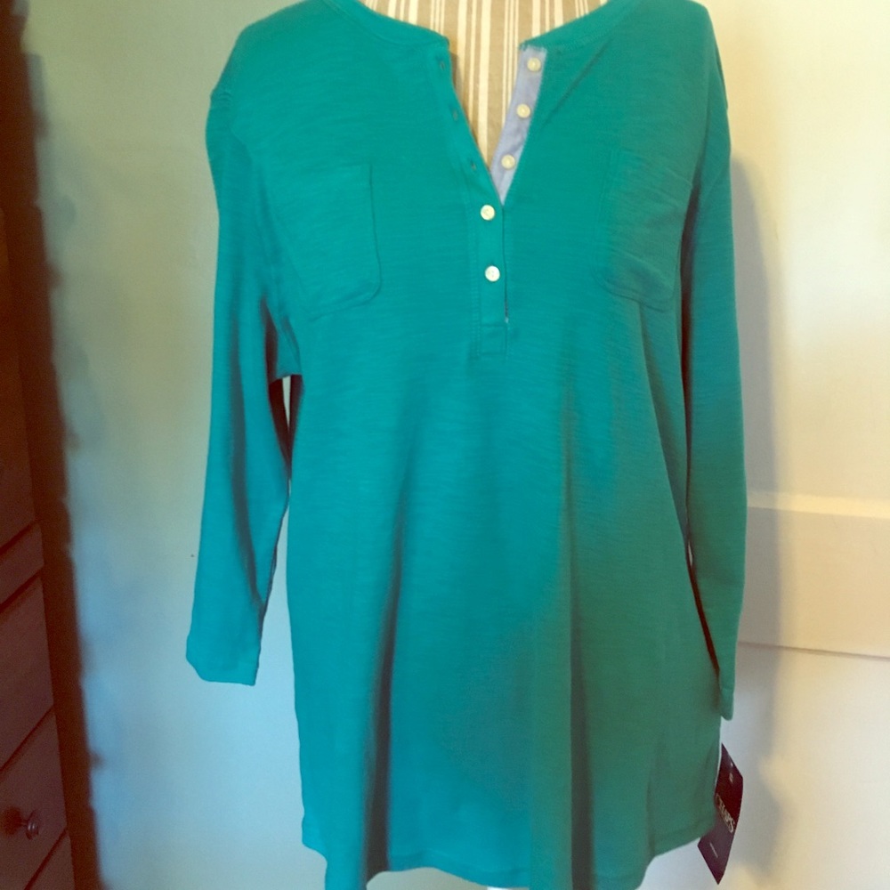 NWT Chaps Turquoise 3/4 Shirt